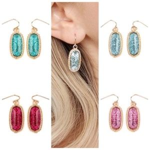 Glitter Drop Druzy Style Earrings